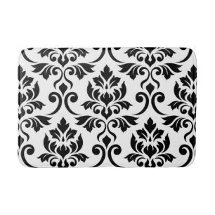 Feuille Damask Lg Pattern Black Bath Mat