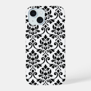 Feuille Damask Lg Pattern Black on White iPhone 15 Case