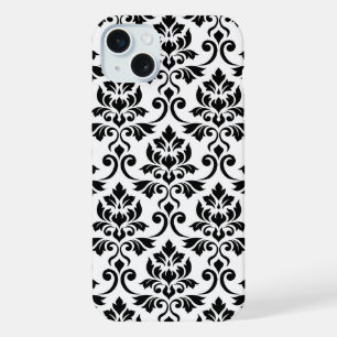 Feuille Damask Lg Pattern Black on White iPhone 15 Plus Case