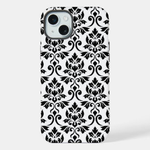 Feuille Damask Lg Pattern Black on White iPhone 15 Plus Case