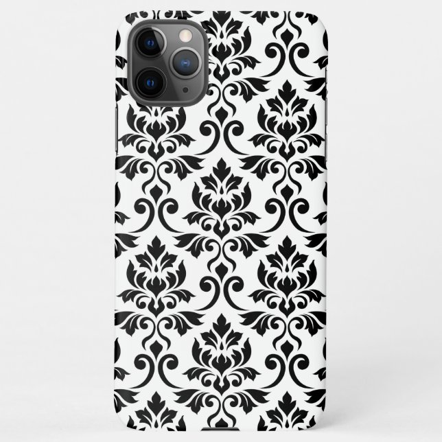 Feuille Damask Lg Pattern Black on White iPhone Case (Back)