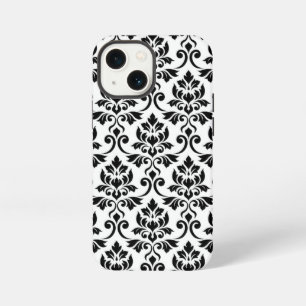 Feuille Damask Lg Pattern Black on White iPhone 13 Mini Case