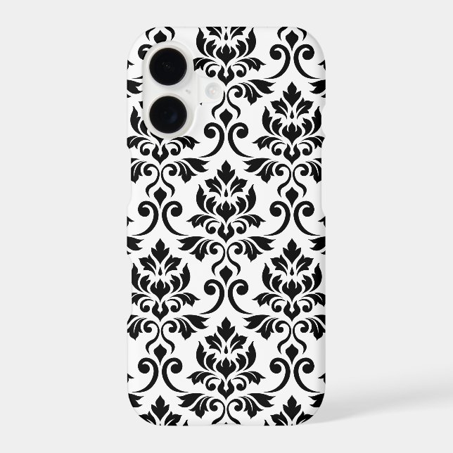 Feuille Damask Lg Pattern Black on White iPhone Case (Back)