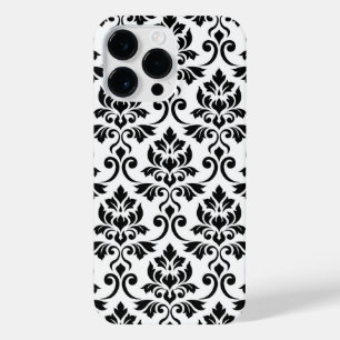 Feuille Damask Lg Pattern Black on White iPhone 14 Pro Max Case