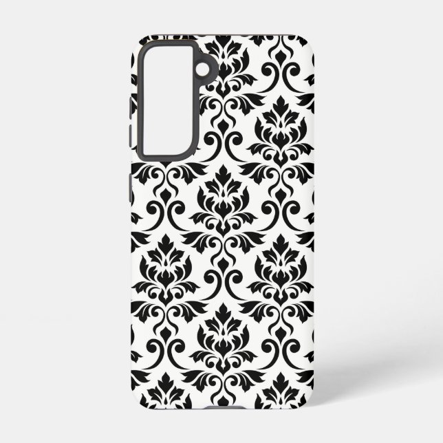 Feuille Damask Lg Pattern Black on White Samsung Galaxy S21 Case (Back)