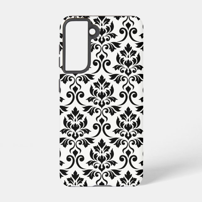 Feuille Damask Lg Pattern Black on White Samsung Galaxy S21 Case (Back)