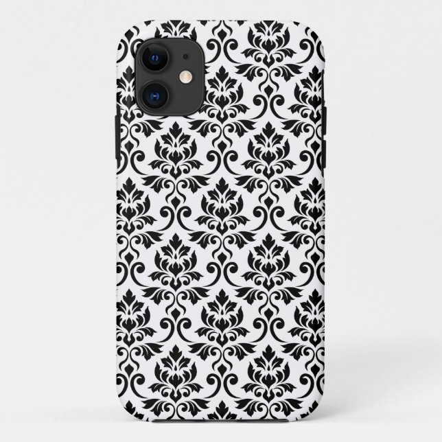 Feuille Damask Pattern Black Case-Mate iPhone Case (Back)