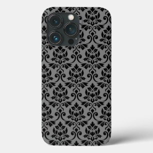Feuille Damask Pattern Black on Gray iPhone 13 Pro Case