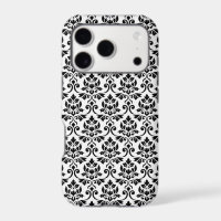 Feuille Damask Pattern Black on White