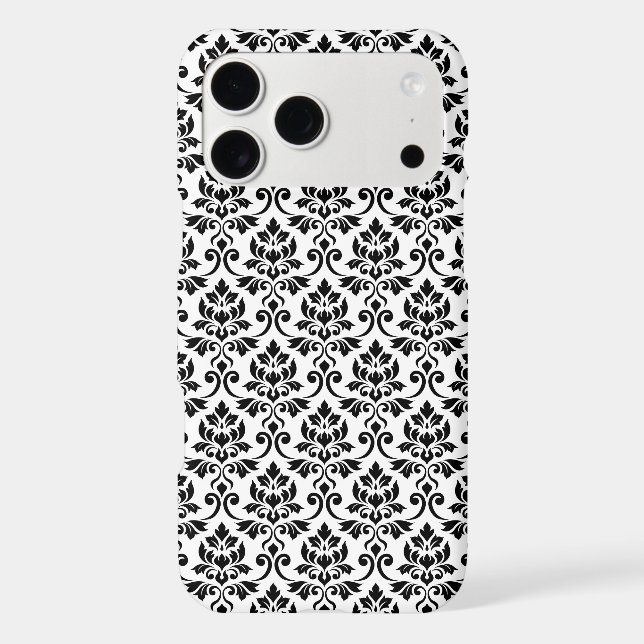 Feuille Damask Pattern Black on White (Back)