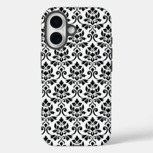 Feuille Damask Pattern Black on White iPhone 16 Case