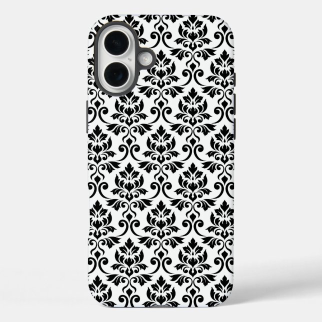 Feuille Damask Pattern Black on White Case-Mate iPhone Case (Back)