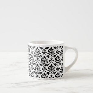 Feuille Damask Pattern Black on White Espresso Cup