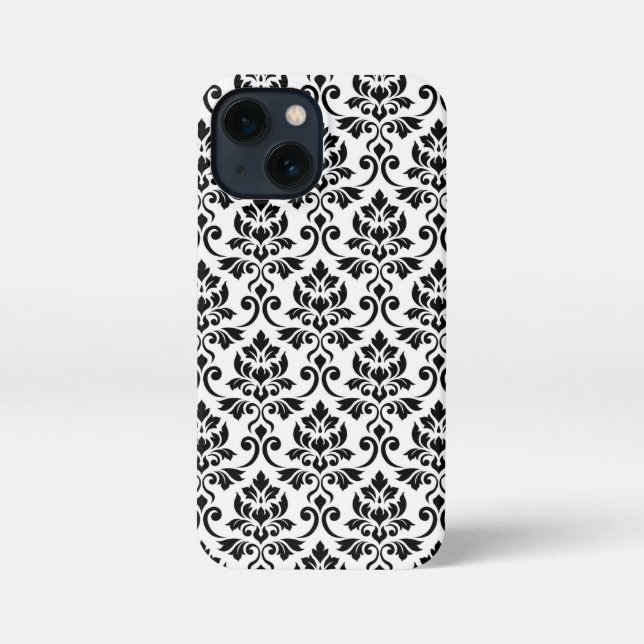 Feuille Damask Pattern Black on White iPhone Case (Back)