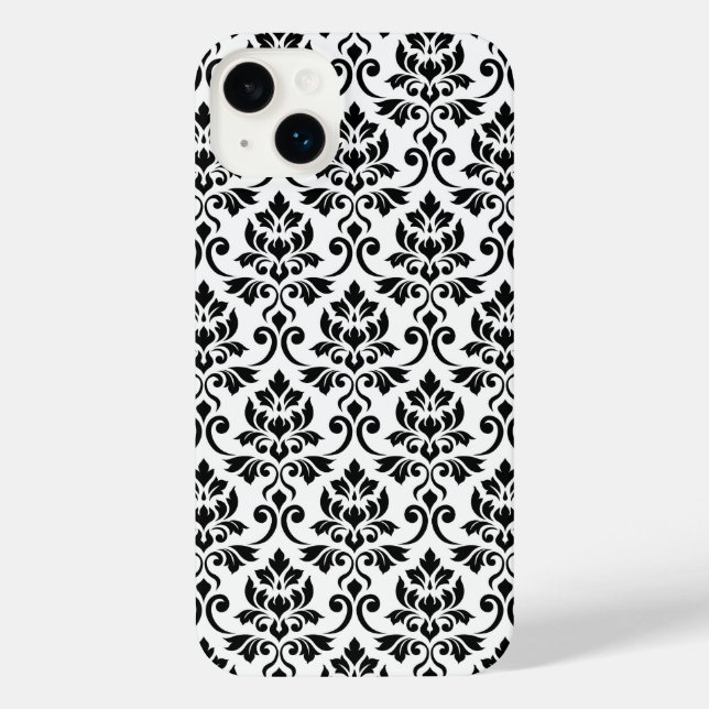 Feuille Damask Pattern Black on White iPhone Case (Back)