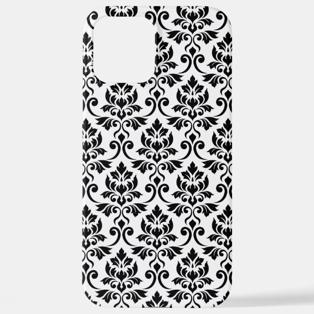 Feuille Damask Pattern Black on White iPhone Case (Back)