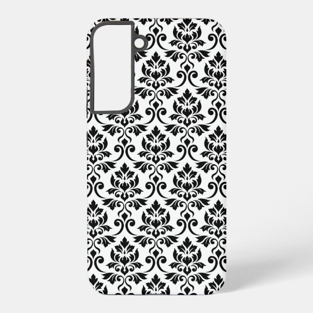 Feuille Damask Pattern Black on White Samsung Galaxy S22+ Case (Back)
