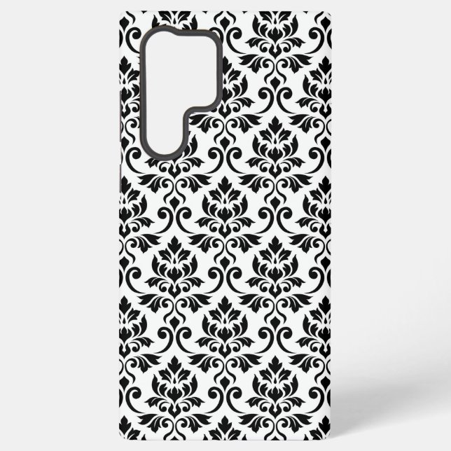 Feuille Damask Pattern Black on White Samsung Galaxy S22 Ultra Case (Back)