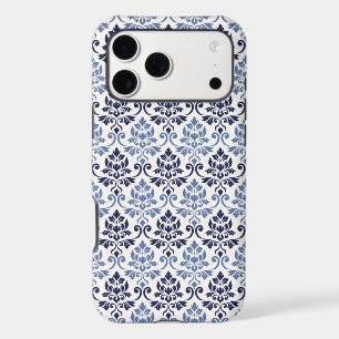 Feuille Damask Pattern Blues on Cream