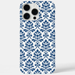 Feuille Damask Pattern Dark Blue on White iPhone 16 Pro Max Case