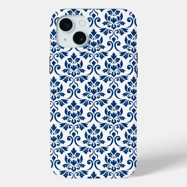 Feuille Damask Pattern Dark Blue on White Case-Mate iPhone Case (Back)