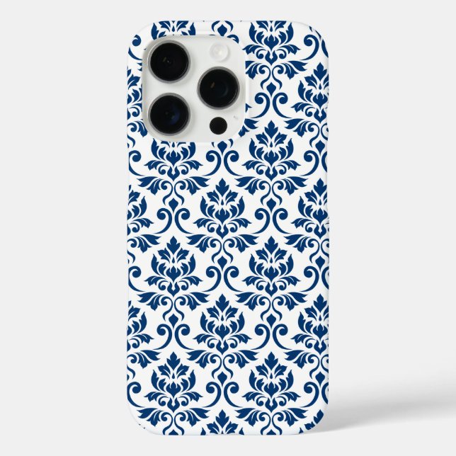 Feuille Damask Pattern Dark Blue on White Case-Mate iPhone Case (Back)