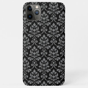 Feuille Damask Pattern Grey on Black iPhone 11 Pro Max Case