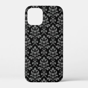 Feuille Damask Pattern Grey on Black iPhone 12 Mini Case