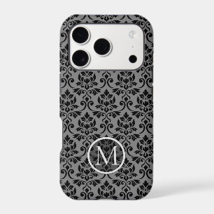 Feuille Damask Ptn Black on Gray (Personalized)