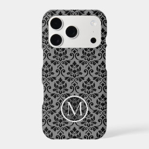 Feuille Damask Ptn Black on Gray (Personalized)