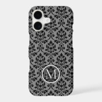 Feuille Damask Ptn Black on Gray (Personalized)