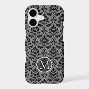 Feuille Damask Ptn Black on Gray (Personalized)