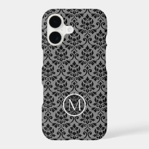 Feuille Damask Ptn Black on Gray (Personalized)