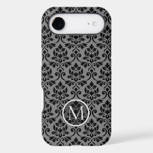 Feuille Damask Ptn Black on Gray (Personalized)