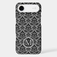 Feuille Damask Ptn Black on Gray (Personalized)