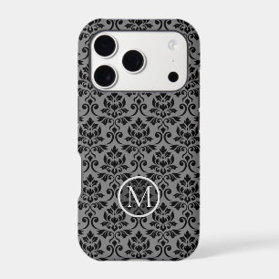 Feuille Damask Ptn Black on Grey (Personalised)