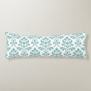 Feuille Damask Teal Pattern Body Cushion