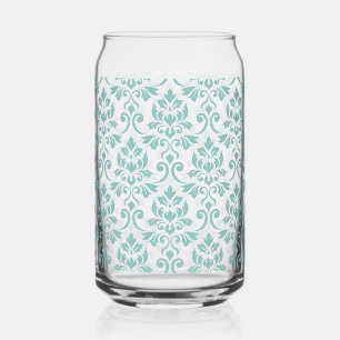 Feuille Damask Teal Pattern Can Glass