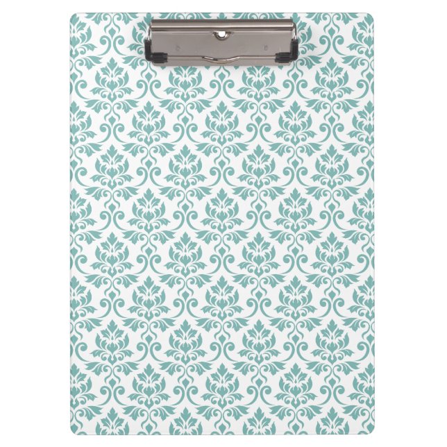 Feuille Damask Teal Pattern Clipboard (Front)
