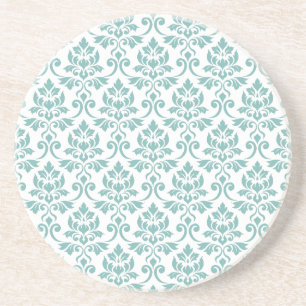 Feuille Damask Teal Pattern Coaster