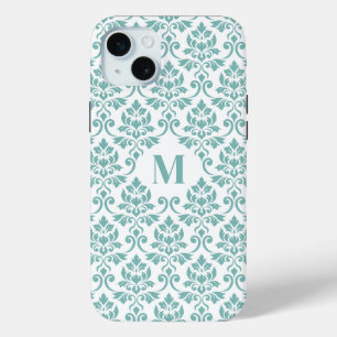 Feuille Damask Teal Pattern (Custom) iPhone 15 Mini Case
