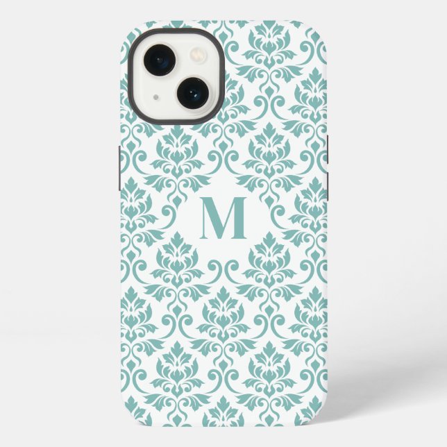 Feuille Damask Teal Pattern (Custom) iPhone Case (Back)