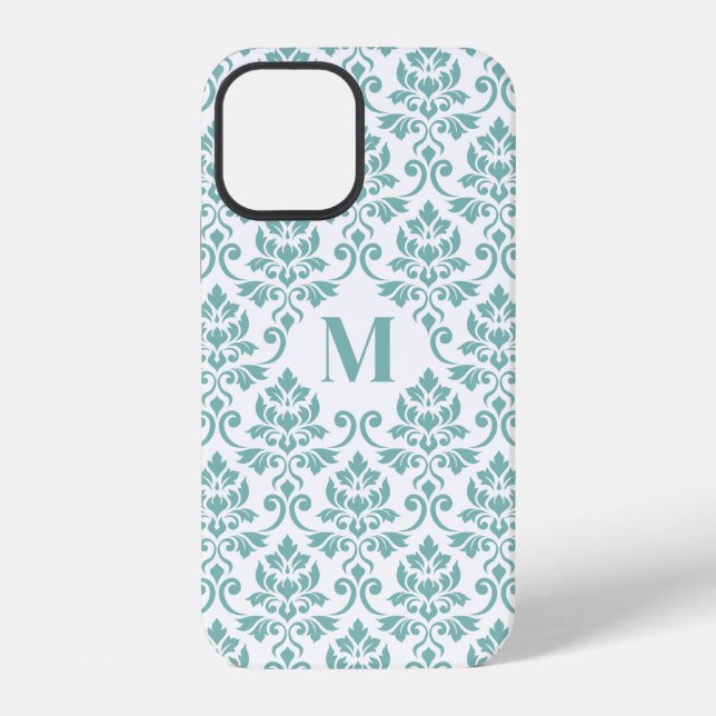 Feuille Damask Teal Pattern (Custom) iPhone Case (Back)