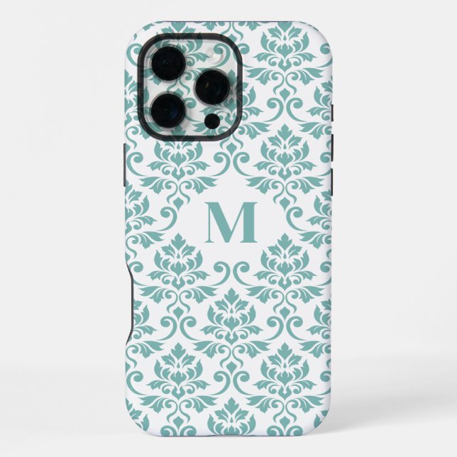 Feuille Damask Teal Pattern (Custom) iPhone Case (Back)