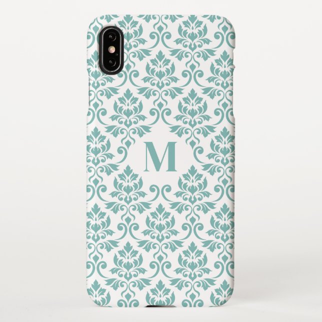 Feuille Damask Teal Pattern (Custom) iPhone Case (Back)