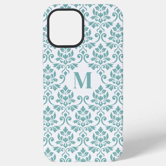Feuille Damask Teal Pattern (Custom) iPhone Case (Back)
