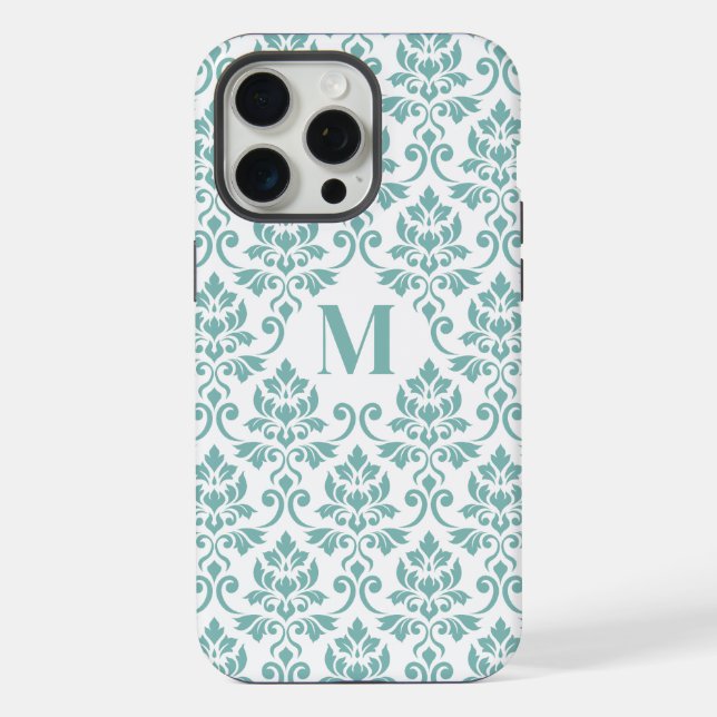 Feuille Damask Teal Pattern (Custom) iPhone Case (Back)