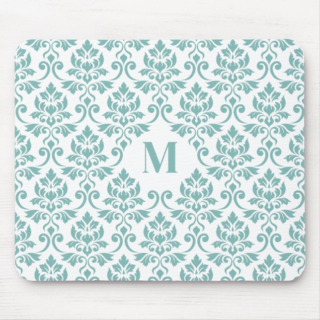 Feuille Damask Teal Pattern (Custom) Mouse Mat (Front)