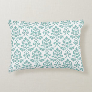 Feuille Damask Teal Pattern Decorative Cushion