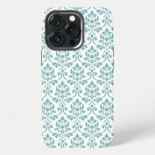 Feuille Damask Teal Pattern iPhone Case (Back)